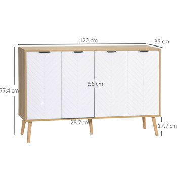 Buffet Moderne – 120x35x77,4 cm – Blanc et Bois