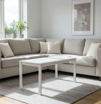 Mesa Central Tian 75x40cm Branco – Versátil para Escritório e Cozinha