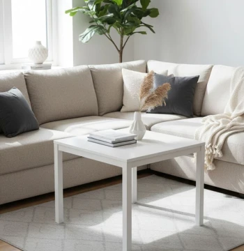 Mesa de Centro Tian 50x50cm Branca – Design Minimalista
