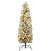 Árvore de Natal 150 cm Árvore de Natal Artificial Nevada com 120 Luzes LED 263 Ramos e Suporte de Metal Árvore de Natal para Sala de Estar Verde e Branco